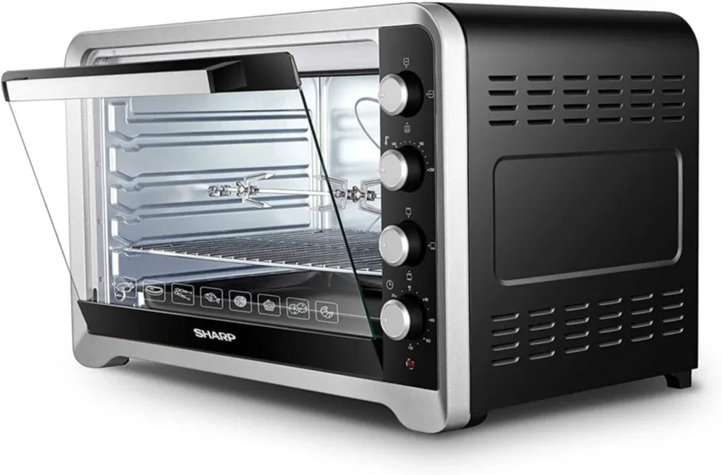 Sharp Electric Oven – EO-G120-K3 100L Electric Oven with 2800W Power, Convection Fan, Rotisserie, Adjustable Temperature 100–250°C, 60-Minute Timer, Interior Light & Galvanized Steel Cavity