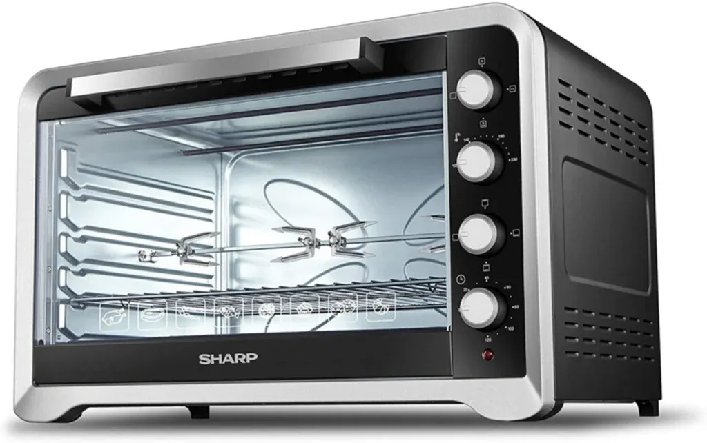 Sharp Electric Oven – EO-G120-K3 100L Electric Oven with 2800W Power, Convection Fan, Rotisserie, Adjustable Temperature 100–250°C, 60-Minute Timer, Interior Light & Galvanized Steel Cavity 3