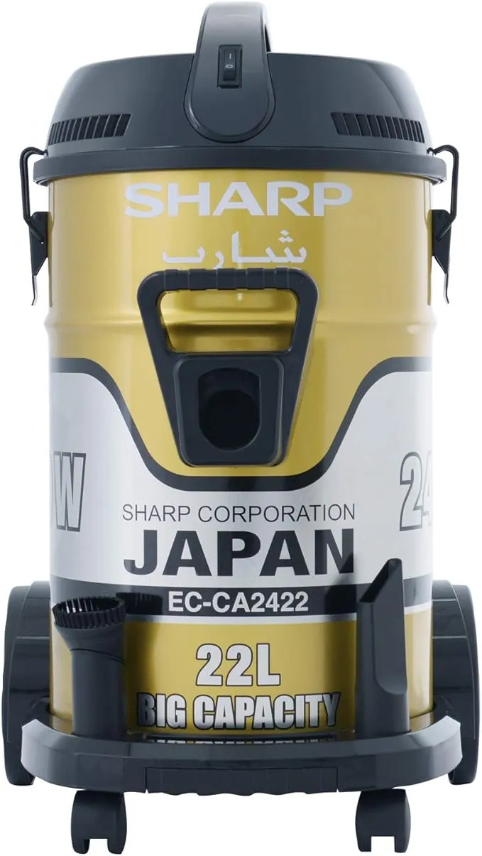 Sharp Vacuum Cleaner – EC-CA2422-Z 22L Heavy Duty Drum Vacuum Cleaner with 2400W Powerful Copper Motor, Metal Telescopic Pipe, SMS Filter, Power Control, 8m Cable & Gold Finish 4