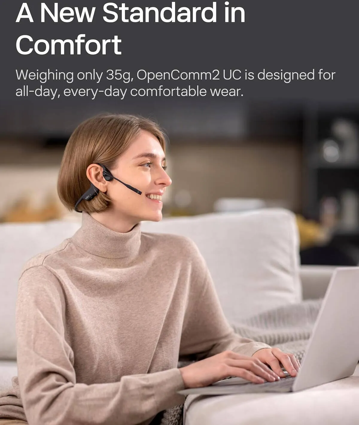 SHOKZ HEADSET OPENCOMM 2 (2025) BONE CONDUCTION BLUETOOTH BLACK