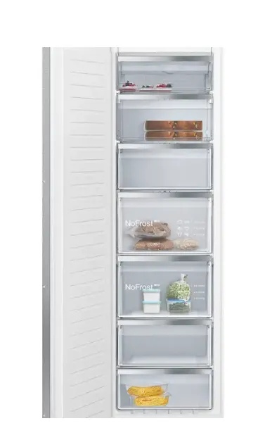 Siemens iQ500 Built-In Upright Freezer GI81NAEE0M, 235L Gross / 212L Net Capacity, No Frost, superFreezing, varioZone, 5 Drawers, 2 Freezer Flaps, 120W, Flat Hinge, White, 3-Year Warranty 3