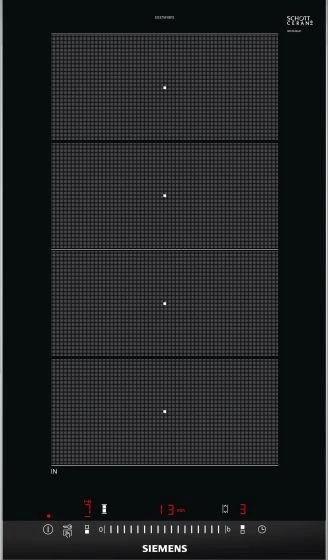 Siemens iQ700 30cm Flex Induction Domino Hob, 3700W, 2 Induction Zones, flexInduction, powerMove Plus, powerBoost, 17 Power Levels, touchSlider Control, Timer, Pan Detection, Child Lock, Black – EX375FXB1E