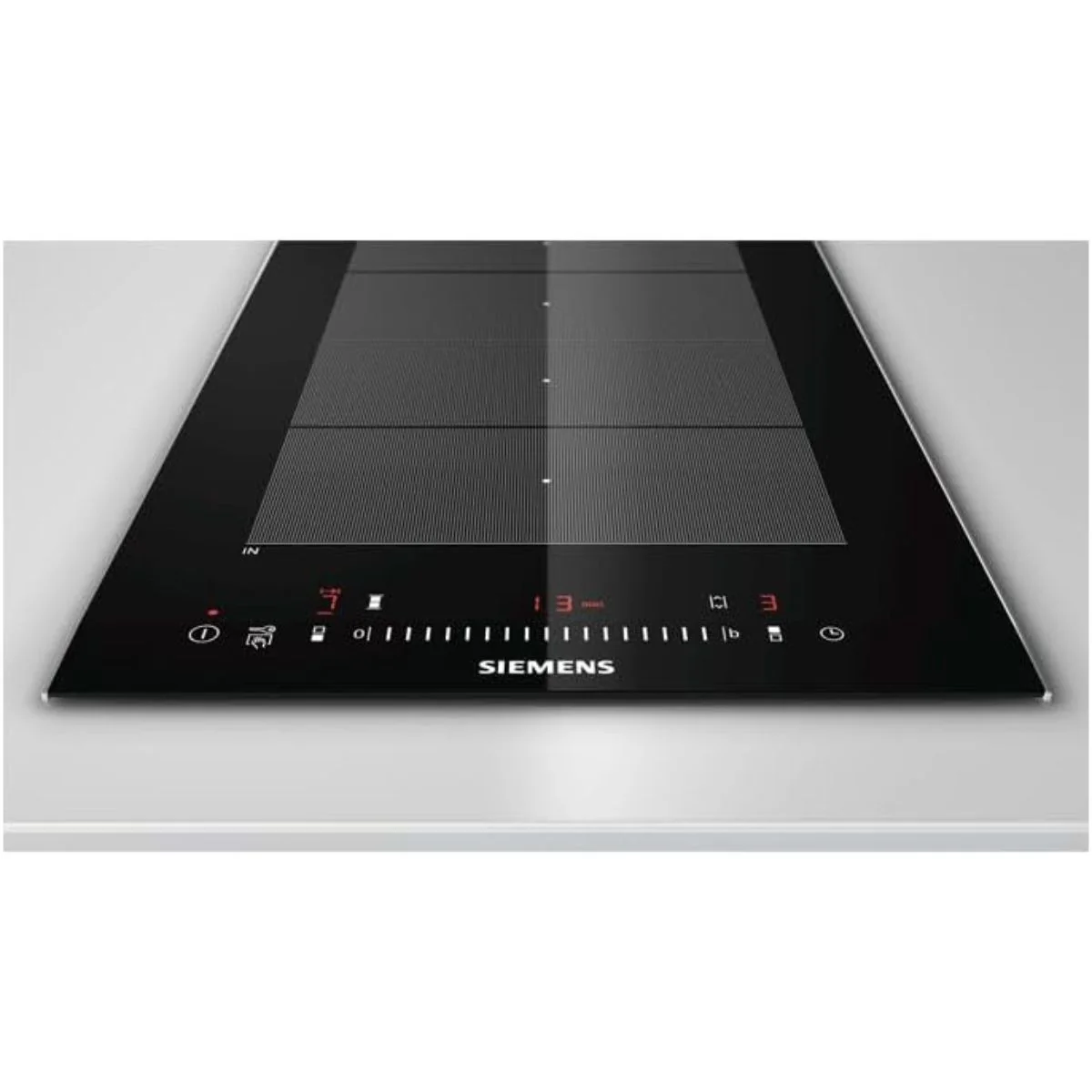 Siemens iQ700 30cm Flex Induction Domino Hob, 3700W, 2 Induction Zones, flexInduction, powerMove Plus, powerBoost, 17 Power Levels, touchSlider Control, Timer, Pan Detection, Child Lock, Black – EX375FXB1E