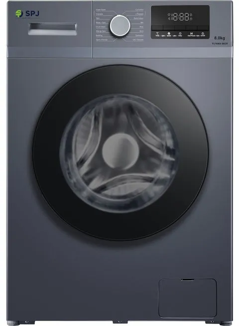 SPJ 8KG Front Load Washing Machine – FLGRU-8FAM Fully Automatic Front Loading Washer with LED Display, Multiple Wash Programs, Powerful Motor, 1200 RPM Spin Speed, Double Layer Door & Energy Efficient Operation