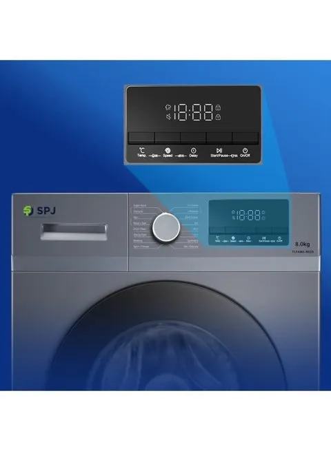SPJ 8KG Front Load Washing Machine – FLGRU-8FAM Fully Automatic Front Loading Washer with LED Display, Multiple Wash Programs, Powerful Motor, 1200 RPM Spin Speed, Double Layer Door & Energy Efficient Operation