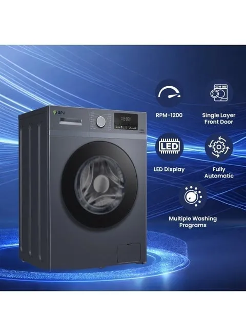 SPJ 8KG Front Load Washing Machine – FLGRU-8FAM Fully Automatic Front Loading Washer with LED Display, Multiple Wash Programs, Powerful Motor, 1200 RPM Spin Speed, Double Layer Door & Energy Efficient Operation 3