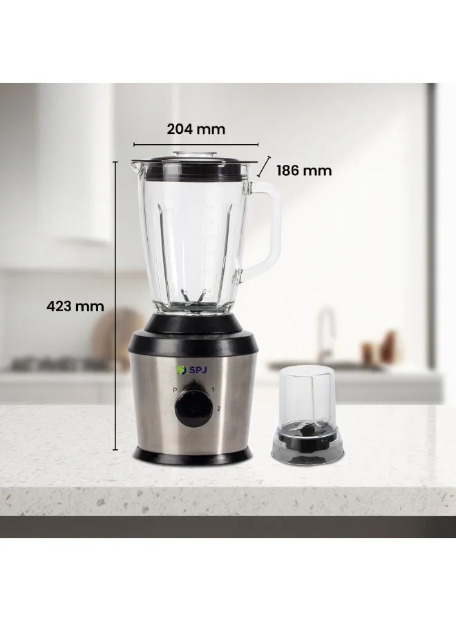 SPJ Blender – BDINU-15L06 500W Blender with 1.5L Glass Jar, Stainless Steel Blade, Powerful Motor, Pulse Function, Safety Lock System & Inox Finish 5