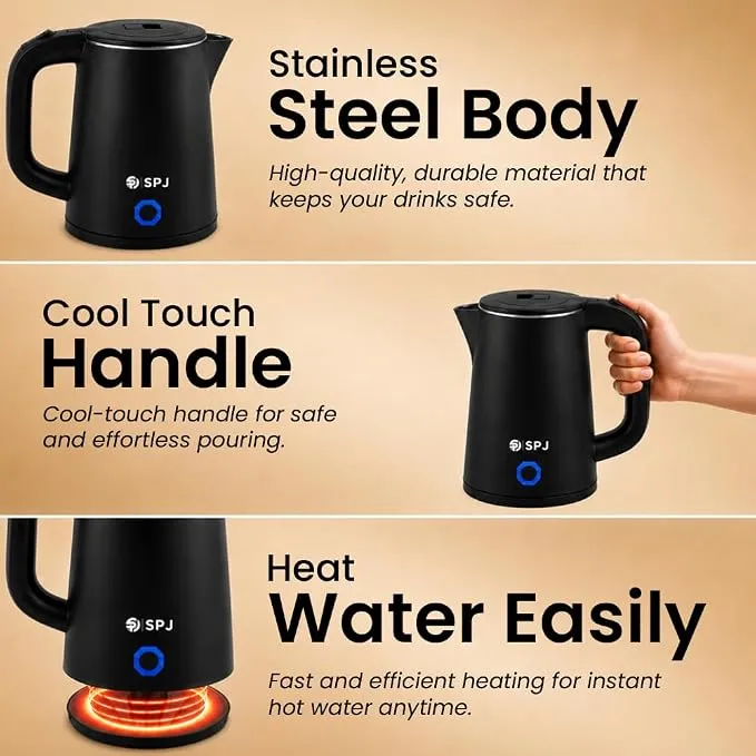 SPJ Electric Kettle – EKX-SS18L05 2L Stainless Steel Electric Kettle with 304 Stainless Steel Body, Auto Power Cut Off, Copper Inside Wiring, 304 SS Heating Element & Compact Design 4