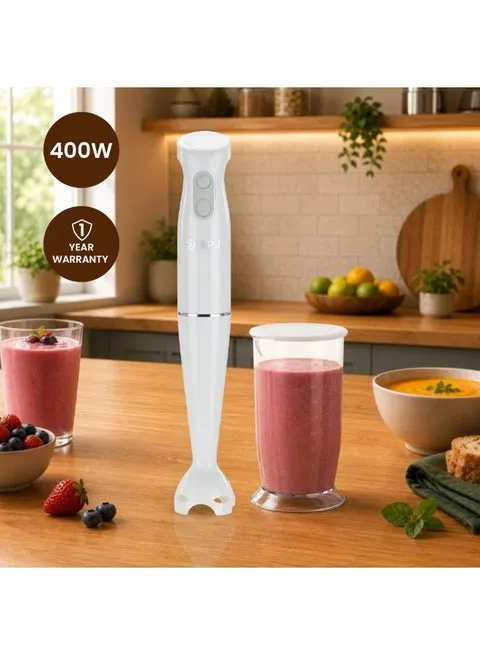 SPJ Hand Blender – HBX-WT400W 400W 2-Speed Hand Blender with Stainless Steel Blade, Detachable Blending Rod, 700ml Mixing Cup & Ergonomic Grip