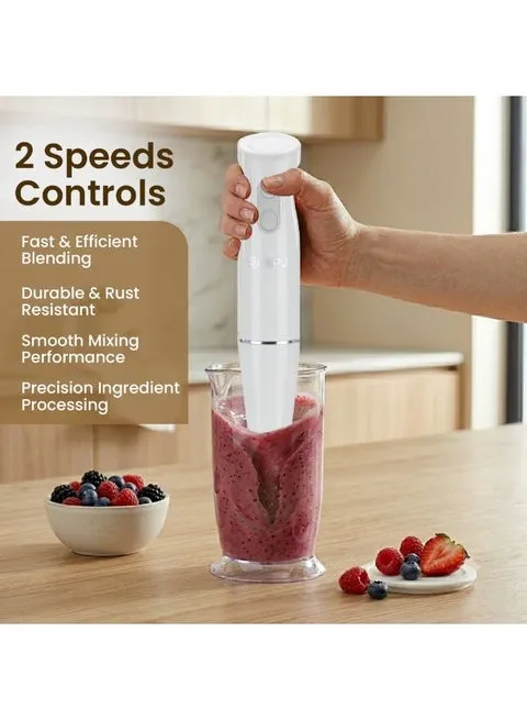 SPJ Hand Blender – HBX-WT400W 400W 2-Speed Hand Blender with Stainless Steel Blade, Detachable Blending Rod, 700ml Mixing Cup & Ergonomic Grip 3