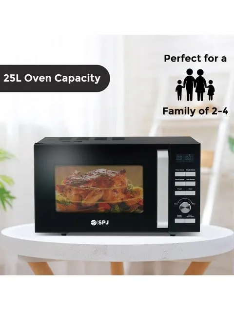 SPJ Microwave Oven – MWBLU-25L004 25L Digital Solo Microwave Oven with 900W Output, 6 Power Levels, Auto & Speed Defrost, Digital Display, Timer & Black Finish 4