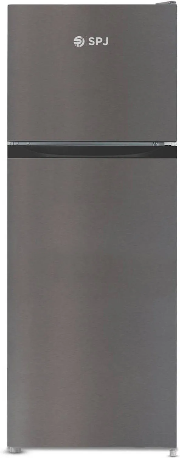 SPJ Refrigerator – TSLW160C 138L Double Door Top Mount Refrigerator with No Frost Cooling, R600a Refrigerant, Adjustable Glass Shelves, Mechanical Temperature Control & Dark Grey Finish