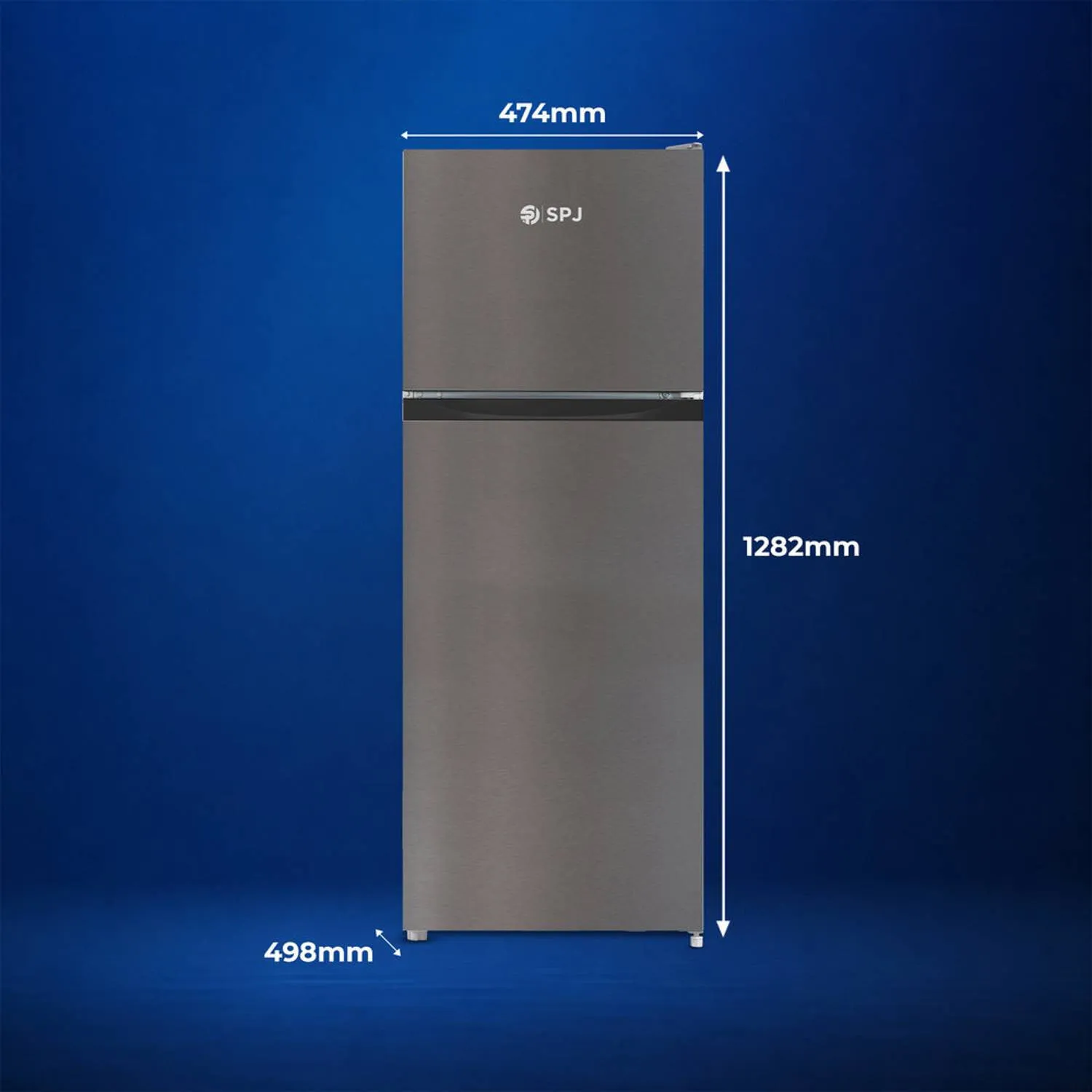 SPJ Refrigerator – TSLW160C 138L Double Door Top Mount Refrigerator with No Frost Cooling, R600a Refrigerant, Adjustable Glass Shelves, Mechanical Temperature Control & Dark Grey Finish