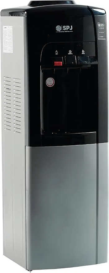 SPJ Water Dispenser Without Refrigerator – WDBLR-CN003 Top Loading Water Dispenser with Hot, Cold & Normal Water Options, 16L Cabinet, Compressor Cooling, Child Lock, Anti-Bacterial Material & Low Noise Design