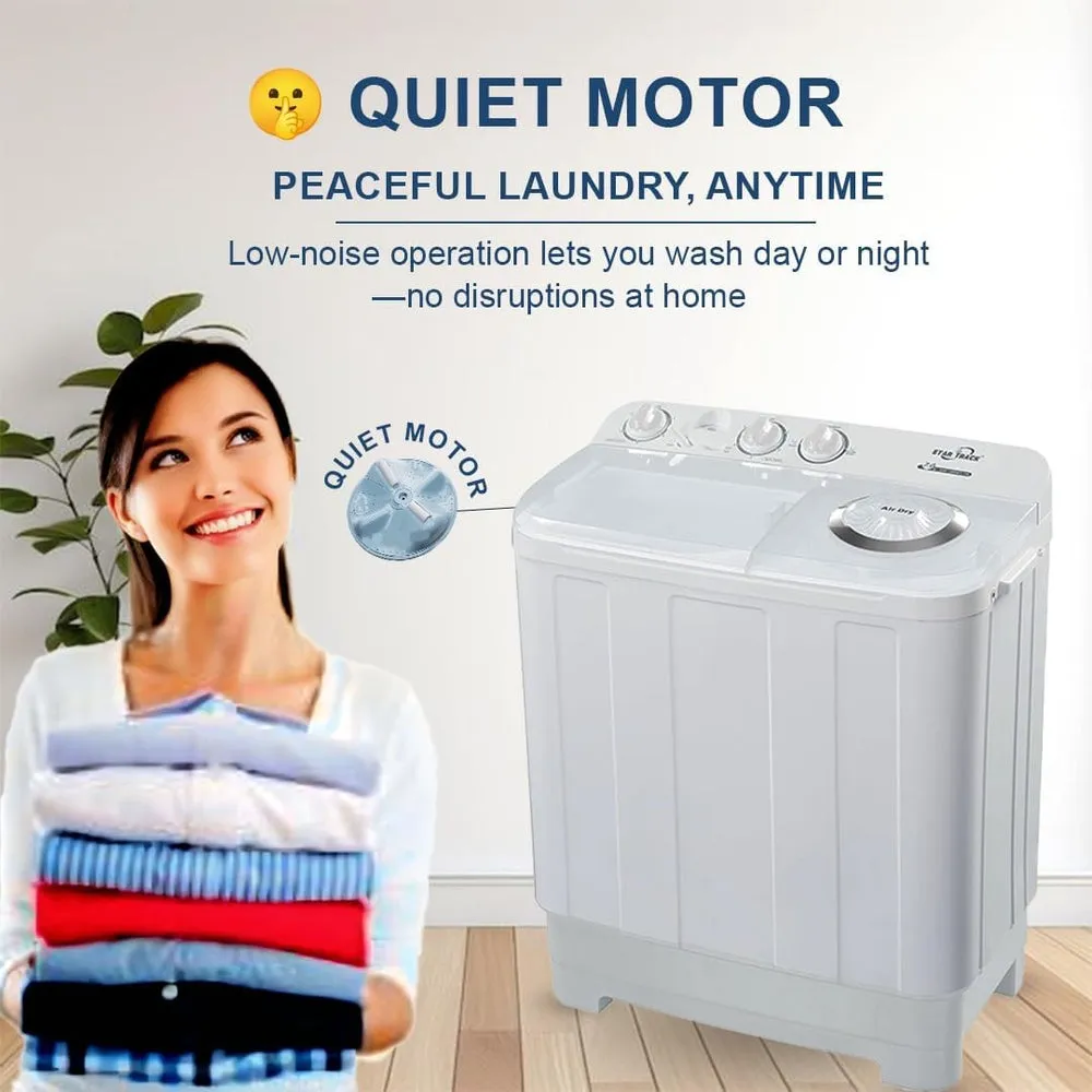 Star Track 20KG Twin Tub Washing Machine – SW2000W1-TK Semi Automatic Top Load Washer with Spin Dryer, Lint Filter, Dual Tub Design, Mechanical Timer & Energy Efficient Motor