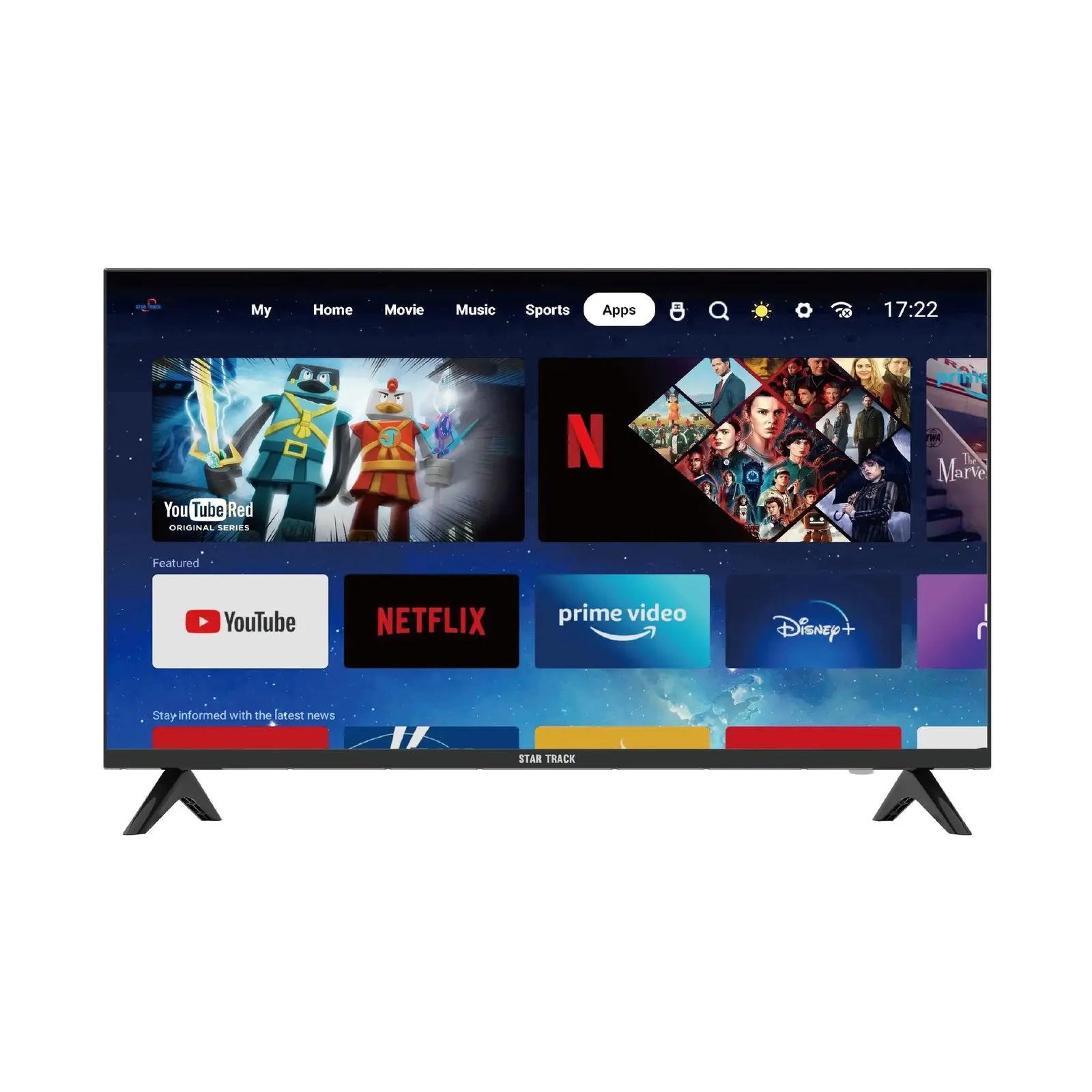 Star Track 50 Inch Smart LED Television – ST50DAZ2200 Smart TV with 4K Ultra HD Display, Android Smart Platform, HDR Support, WiFi, Bluetooth, Netflix, YouTube, Miracast & Bezel-Less Design