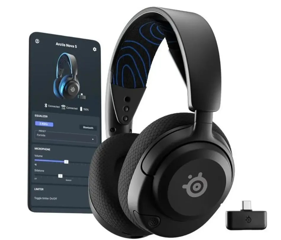 SteelSeries Arctis Nova 5P Wireless - PS5 Gaming Headset - 100+ Audio Presets via App - Neodymium Magnetic Drivers - 60H Battery - 2.4GHz / BT - ClearCast Gen2.X Mic - Supports PS4, PC, Switch, Mobile 4