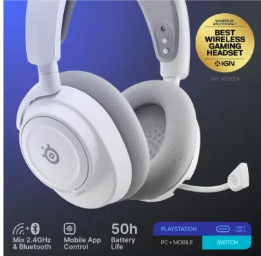 SteelSeries Arctis Nova 7P White Wireless Gaming Headset + Multi-Booster Pack Add-Ons, Mobile App Control, 38 HR Battery, Neodymium Magnetic Drivers, 2.4GHz/Bluetooth, White | 61562 2