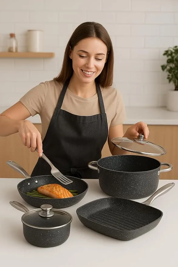 StoveWell Cookware Set black 8Pcs MU2504