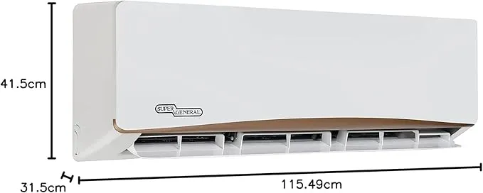 Super General 1.5 Ton (18000 BTU) Rotary Split Air Conditioner With Rotary Compressor, T3 Climate, R410A Refrigerant, 4 Way Swing, Turbo Mode, Gold Fin, Follow Me Function, High Density Filter, Auto Restart, Refrigerant Leakage Detection & Hidden Display SGS194AE White 3