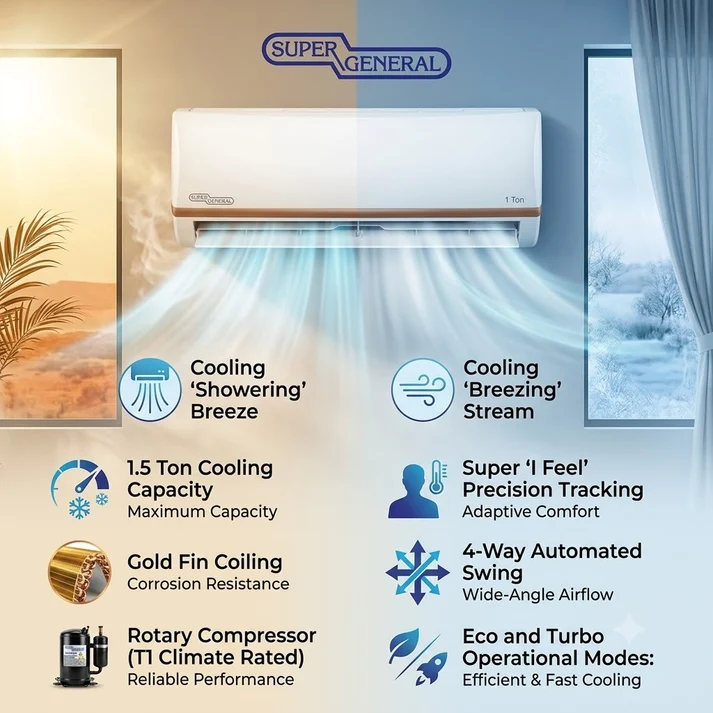 Super General 1.5 Ton Rotary Split Air Conditioner, SGST1805N1 3