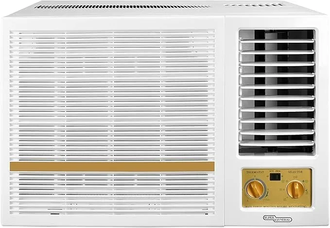 Super General 1.5 Ton Rotary Window Air Conditioner With T3 Rotary Compressor, R410A Refrigerant, Fresh Air Ventilation, Auto Restart & Low Noise Operation SGA1919FE White