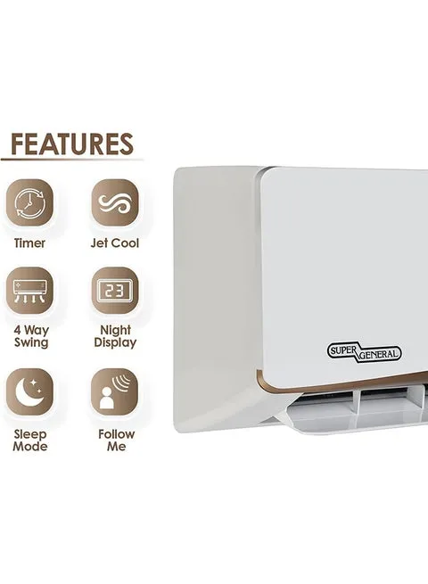 Super General 1.5 Ton Split Air Conditioner 18000 BTU Rotary Compressor SGS195AE White