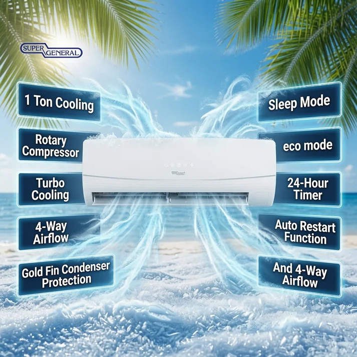 Super General 1 Ton Rotary Split Air Conditioner, SGS121AE 3