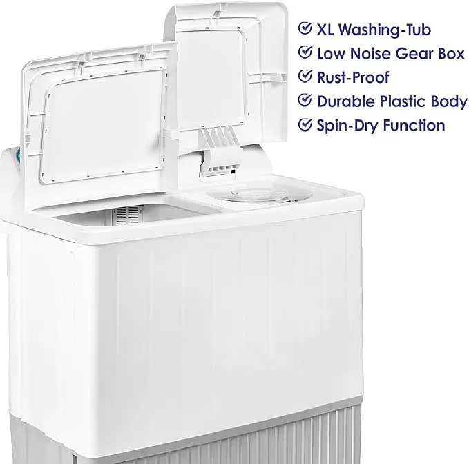 Super General 12KG Twin Tub Semi Automatic Washing Machine With Pulsator, Spin Dry Function, Large Wash & Spin Tub, Lint Filter, Energy Saving & Rust Proof Plastic Body SGW1212 White 3