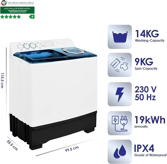 Super General 14KG Twin Tub Washing Machine – SGW155