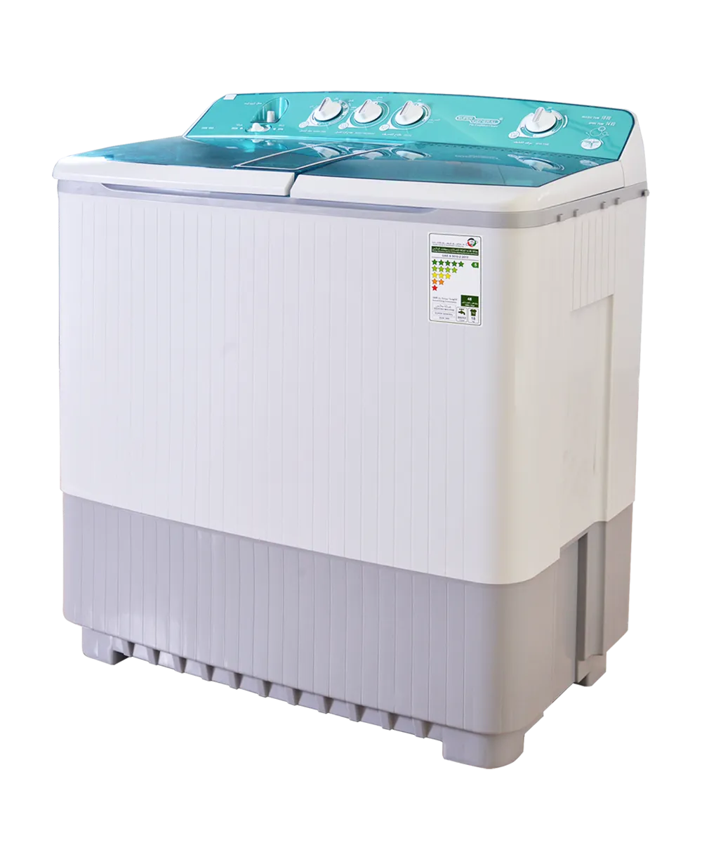 Super General 18KG Twin Tub Semi Automatic Washing Machine With Large Wash Tub & Dry Tub, Pulsator, Spin Air Dry, Magic Filter, Lint Filter, Rust Proof Plastic Body, Energy Saving & Water Saving Feature SGW1800 White