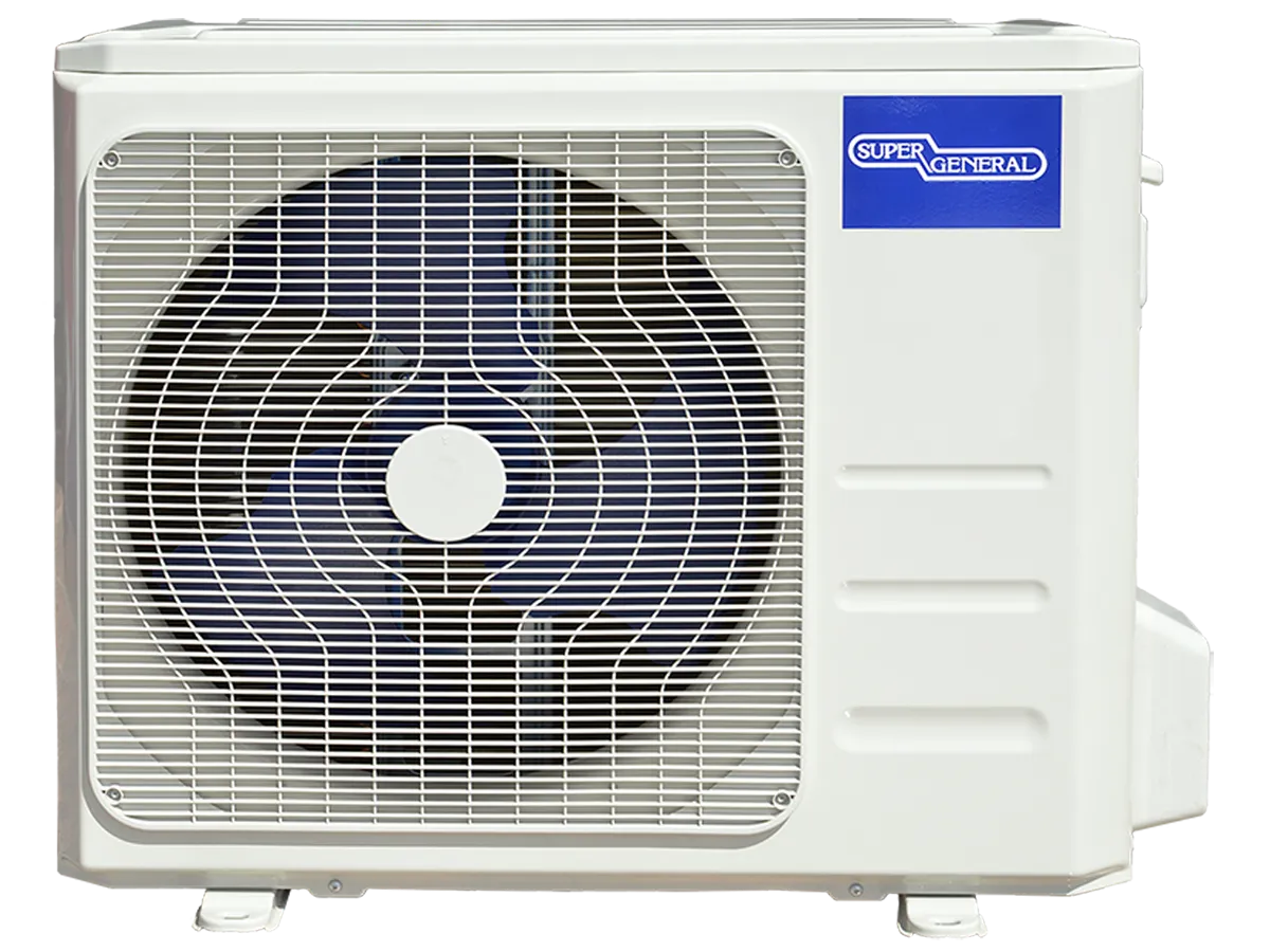 Super General 2.0 Ton (23200 BTU) Rotary Split Air Conditioner With Rotary Compressor, T3 Climate, 4 Way Swing, Turbo Mode, Gold Fin, Auto Restart, Sleep Mode, Hidden Display & Timer SGS256GE White