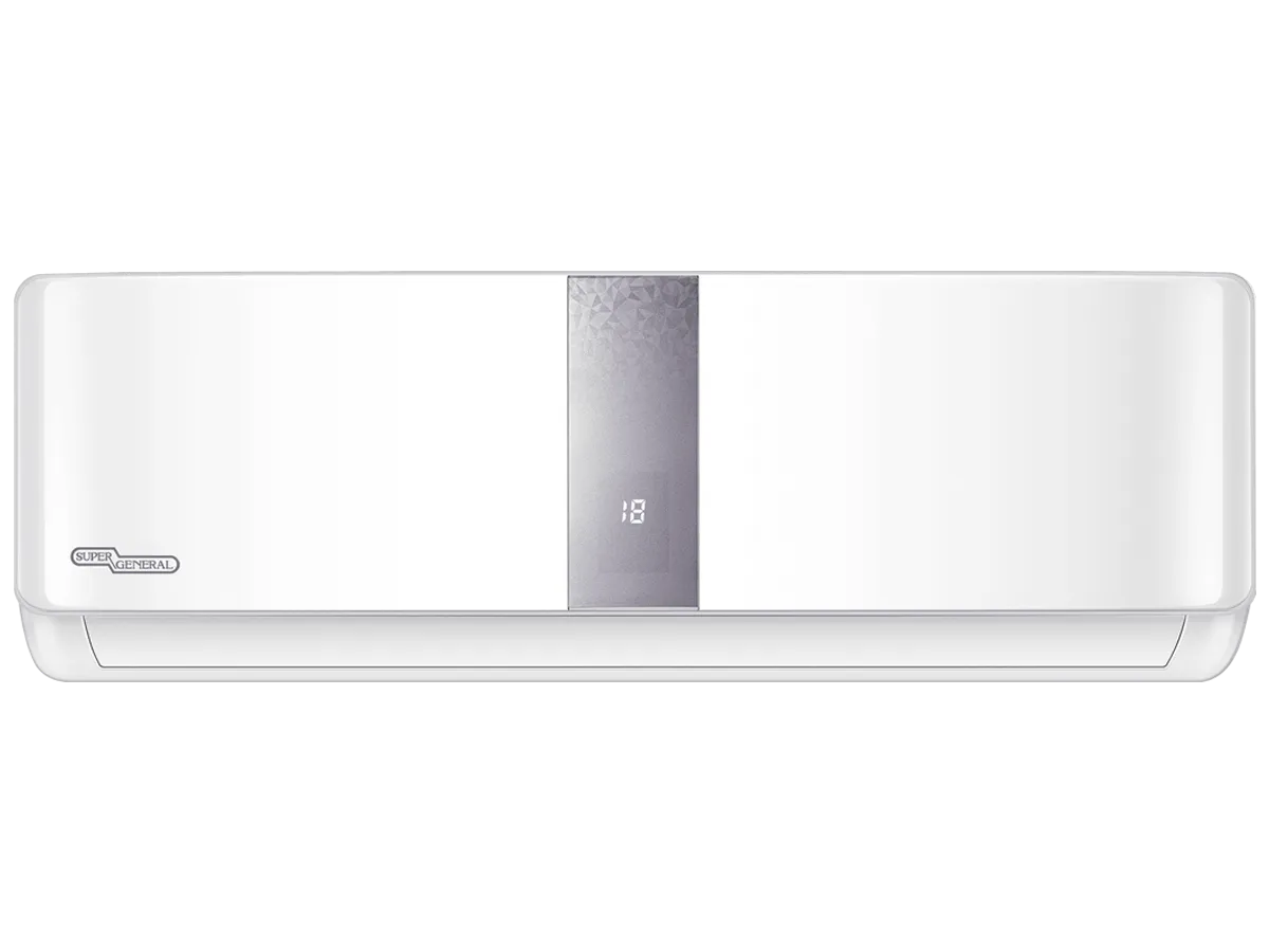 Super General 2.0 Ton (24000 BTU) R-22 Split Air Conditioner With Reciprocating Compressor, T3 Climate, 4 Way Swing, Jet Cooling, Gold Fin, Auto Leakage Detection, Follow Me Function, Self Clean & Hidden Display SGS260CE White