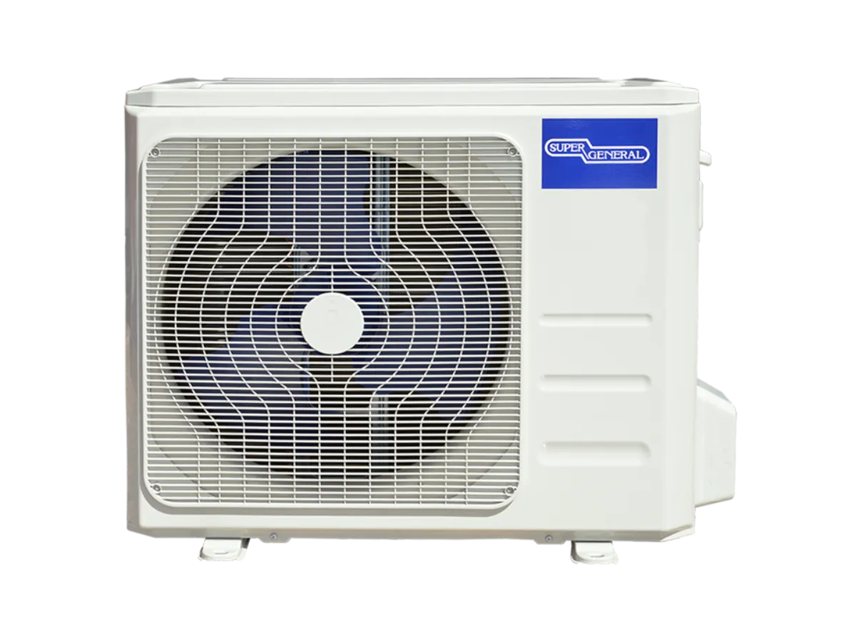 Super General 2.0 Ton (24000 BTU) R-22 Split Air Conditioner With Reciprocating Compressor, T3 Climate, 4 Way Swing, Jet Cooling, Gold Fin, Auto Leakage Detection, Follow Me Function, Self Clean & Hidden Display SGS260CE White