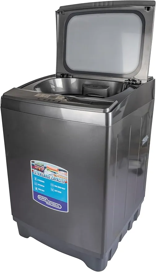 Super General 20KG Fully Automatic Top Load Washing Machine With 8 Wash Programs, LED Display, Quick Wash, Child Lock, Power Off Memory, Soft Close Glass Lid & Large Capacity Drum SGW2022 Silver 3