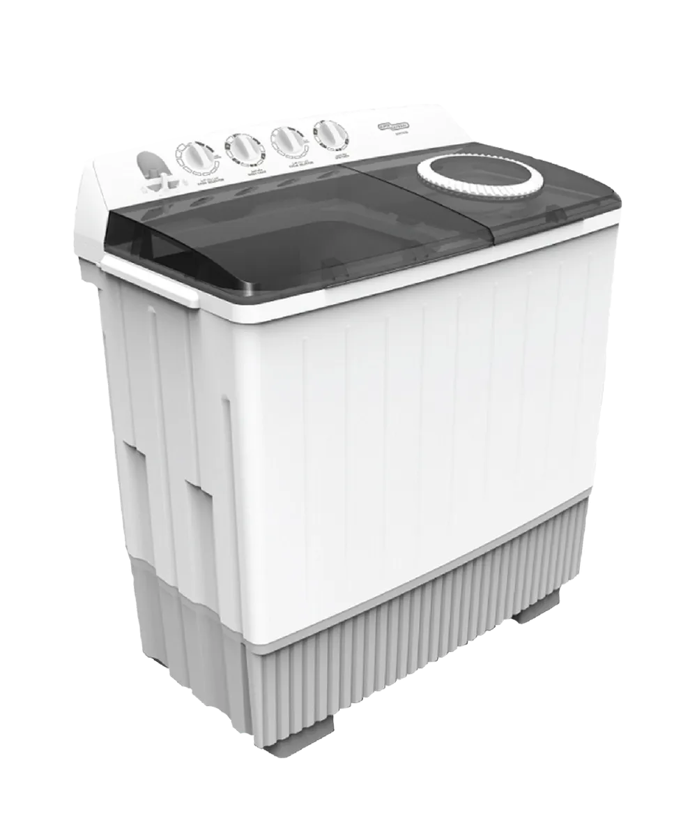 Super General 20KG Twin Tub Semi Automatic Washing Machine With Pulsator, Lint Filter, Transparent Lid, Rust Proof Plastic Body & Spin Dry Function SGW2056 White