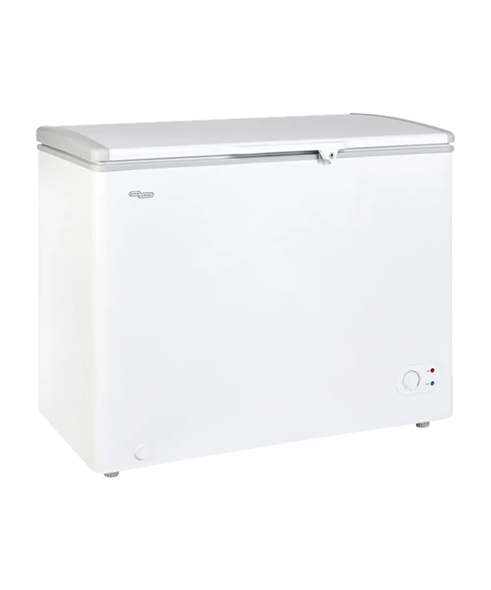 Super General 250L Chest Freezer – SGF244HE Single Door Deep Freezer with Aluminum Lining, R134a Refrigerant, Lock & Key, Storage Basket, Interior Lamp & Castor Wheels