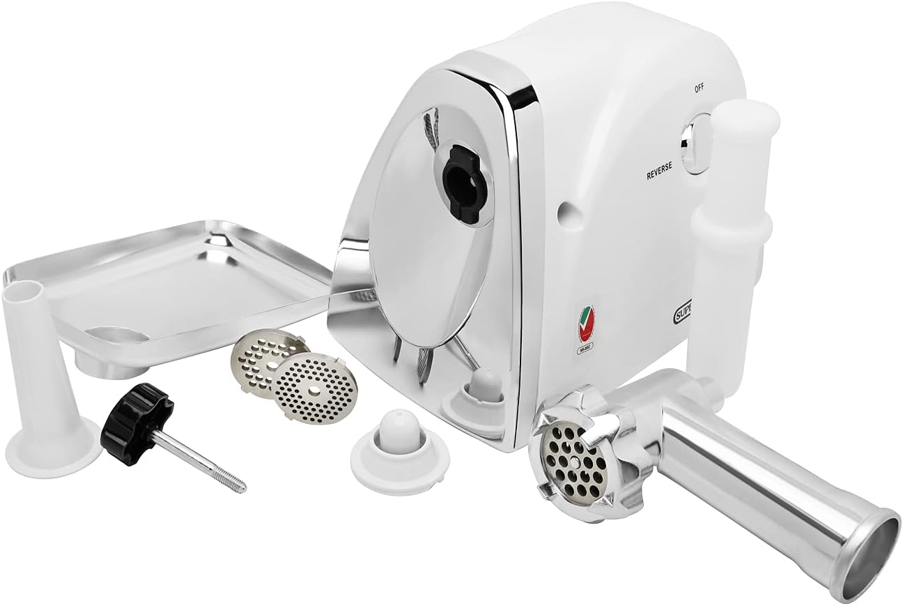 Super General 3-in-1 Electric Meat Grinder, 800W Max Locked Power, Powerful Copper Motor, 3 Grinding Plates, Sausage & Kubbe Attachments, Reverse Function – SGMG85Y 3