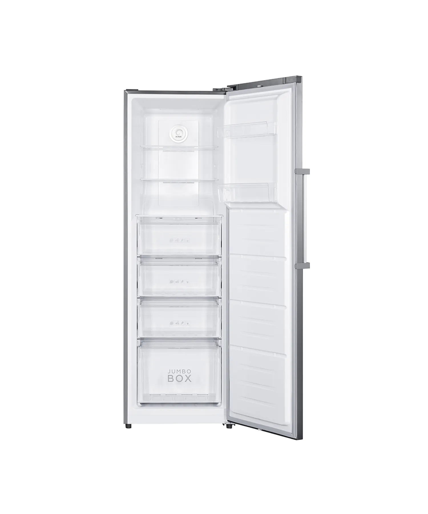 Super General 307L Upright Freezer With Inverter Compressor, Total No Frost Cooling, Electronic Temperature Control, External LED Display & Interior LED Light SGUF411NFPE Inox