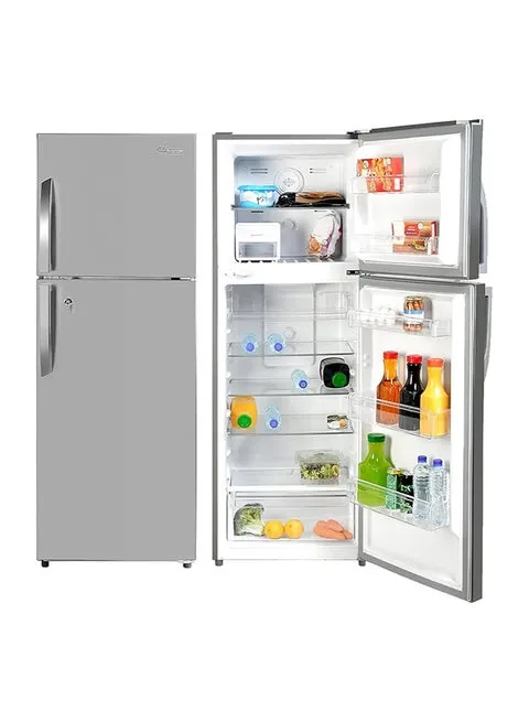 Super General 410L Gross 333L Net Capacity Double Door Top Mount Refrigerator-Freezer No Frost LED Light SGR410I Grey/Silver
