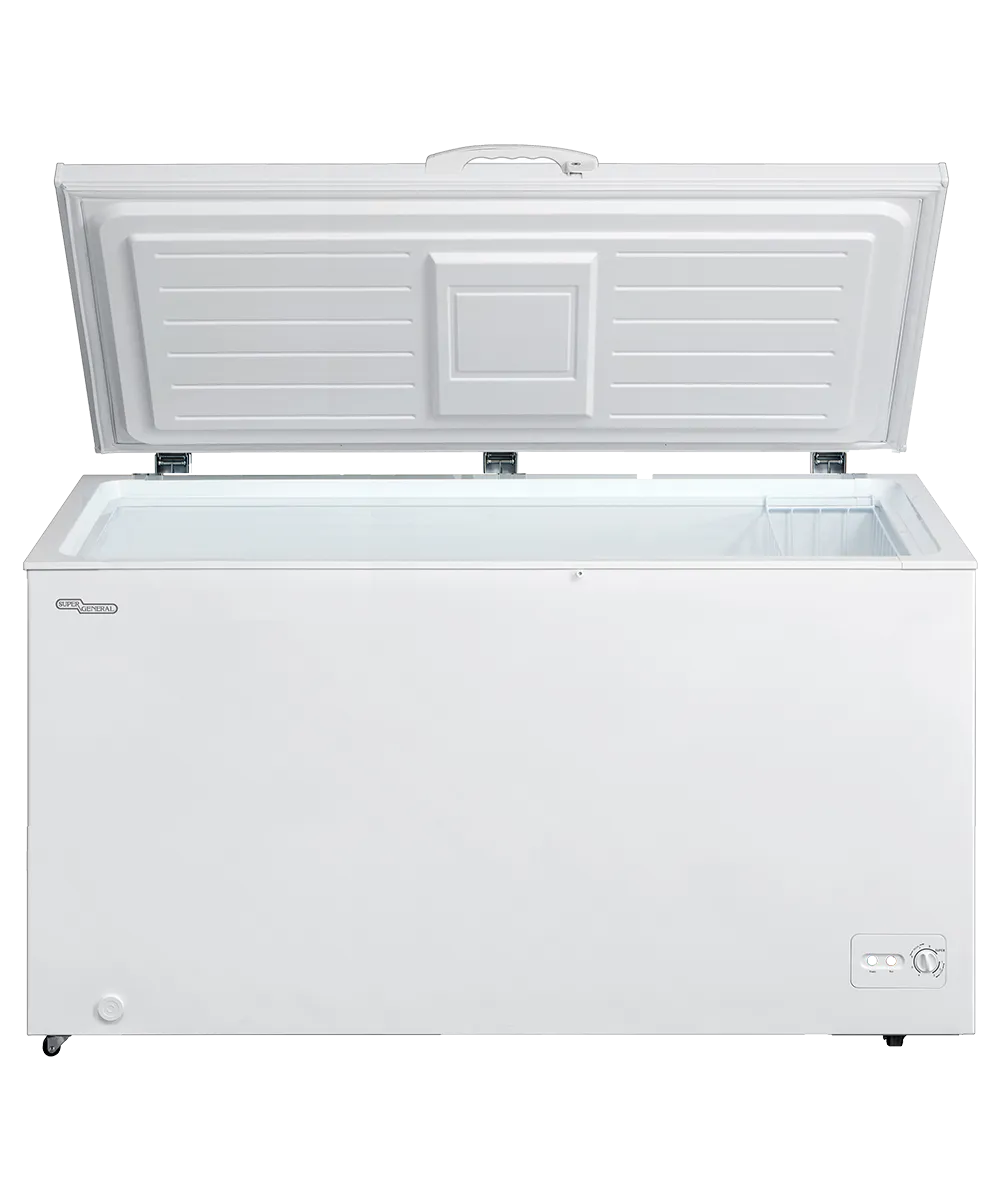 Super General 550L Chest Freezer – SGF544MN2 Single Door Deep Freezer with R290 Refrigerant, Adjustable Thermostat, Lock & Key, Storage Basket and Castor Wheels