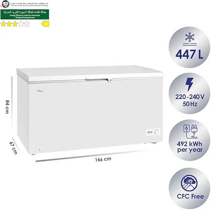 Super General 640L Chest Freezer – SGF644 Two Door Deep Freezer with R134a Refrigerant, Large Storage Capacity, Lock & Key, Castor Wheels & Durable White Finish