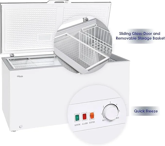Super General 640L Chest Freezer – SGF644 Two Door Deep Freezer with R134a Refrigerant, Large Storage Capacity, Lock & Key, Castor Wheels & Durable White Finish 4