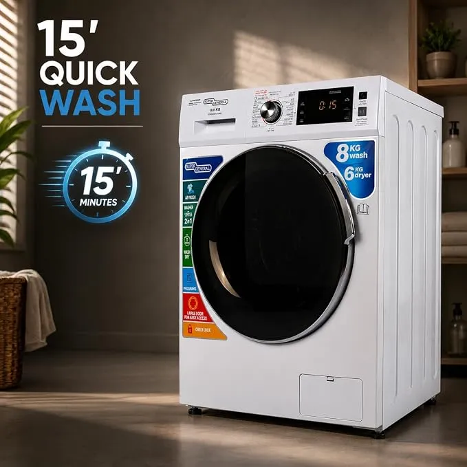 Super General 8KG Washer Dryer – Front Load Washing Machine with Dryer Function 3
