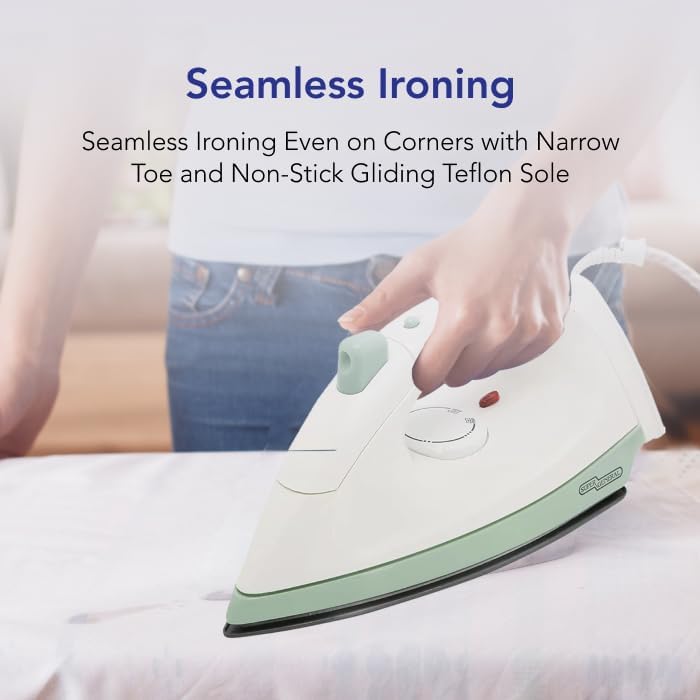 Super General Dry Iron, Spray Iron, SGI20DC, 1100W ironing machine with Non-Stick Teflon sole, dry ironing, for home and travel, Heat Resistant Plastic, White, 1 Year Warranty Visit the Super General Store