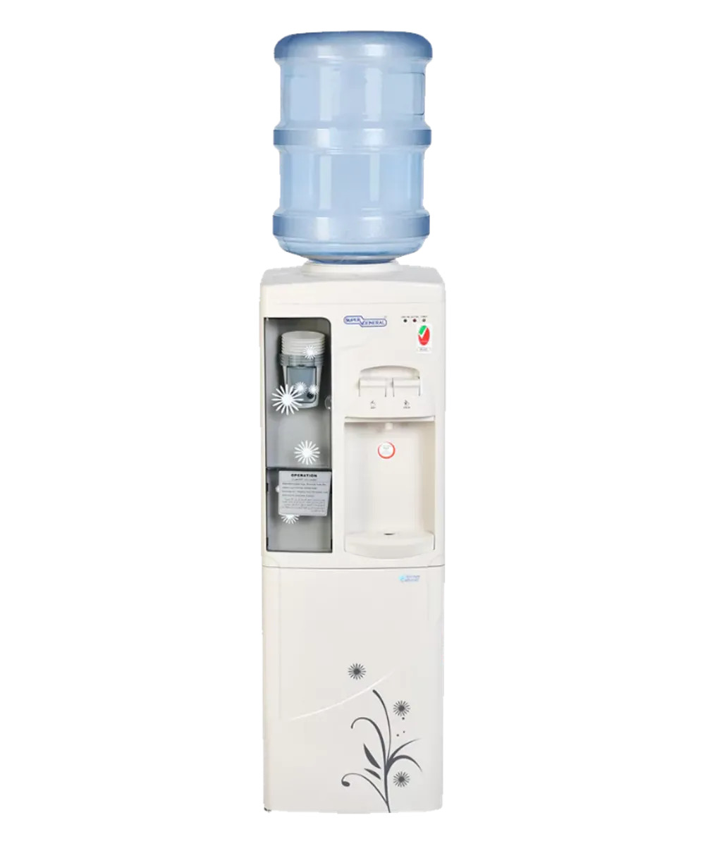 Super General Free Standing Hot & Cold Water Dispenser With Cabinet, Stainless Steel Tank, Paper Cup Holder & R134a Refrigerant SGL1171 White 3
