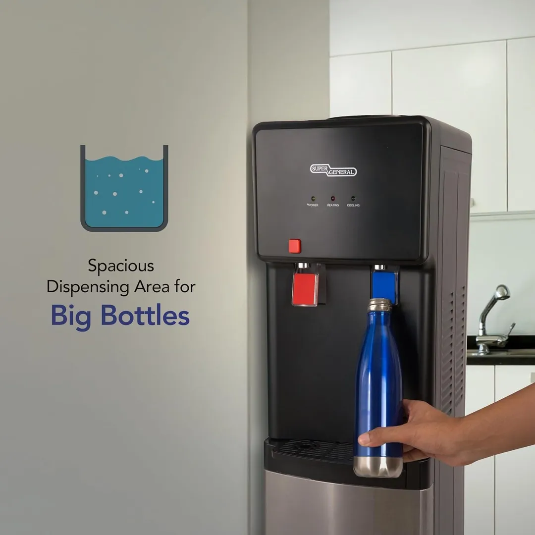 Super General Hot & Cold Top Load Water Dispenser With 5L Cold Water Tank, Stainless Steel Tank, Compressor Cooling & Child Safety Lock SGL3871 White