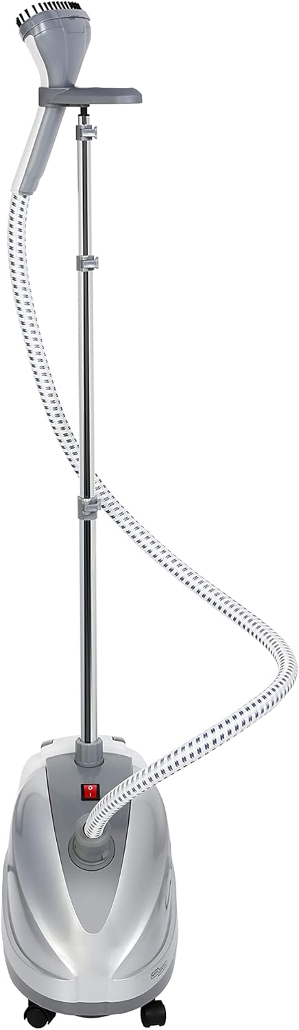 Super General SGGS-01-MC Upright Garment Steamer, 1230–1470W, 2.5L Water Tank, Adjustable Telescopic Pole, Flexible Steam Hose, Garment Hanger, Silver/Grey – 1-Year Warranty