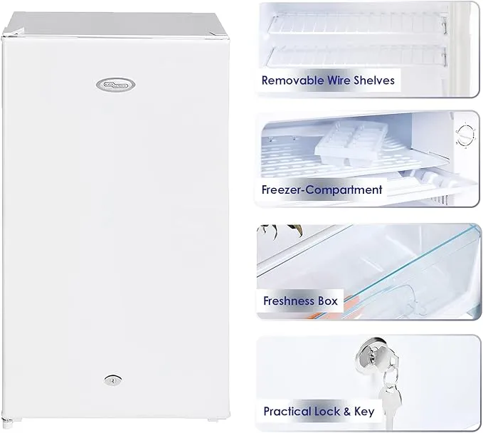 Super General SGR131H1 90L Single Door Refrigerator, Compact Mini Refrigerator with Adjustable Wire Shelves, Child Lock, Manual Defrost Cooling, R600a Refrigerant, White/Silver Finish 3