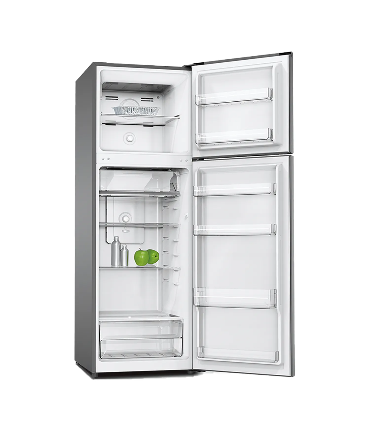 Super General SGR360N 300L Top Mount Refrigerator, No Frost Double Door Refrigerator with Tempered Glass Shelves, LED Interior Lighting, Quiet Operation, R600a Refrigerant, White